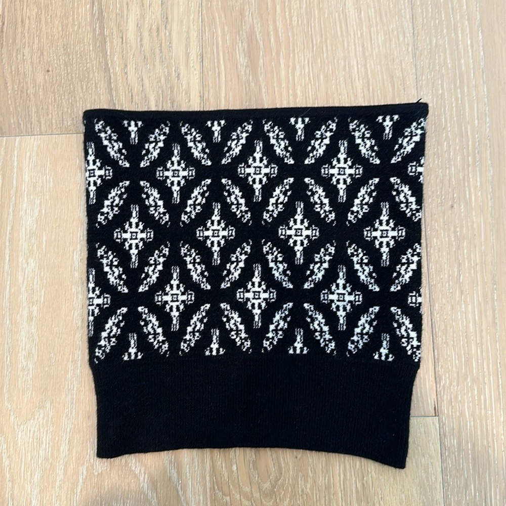 Savvi Snowflake Knit Black White Strapless Tube Top Bandeau Small Free People